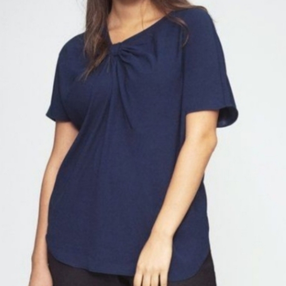 Universal Standard Tops - NWT Universal Standard Navy Mackaya Luxe Twill Knot Top 30-32 US 2XL